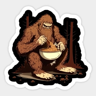 Sasquatch Eating Ramen Bigfoot Sticker